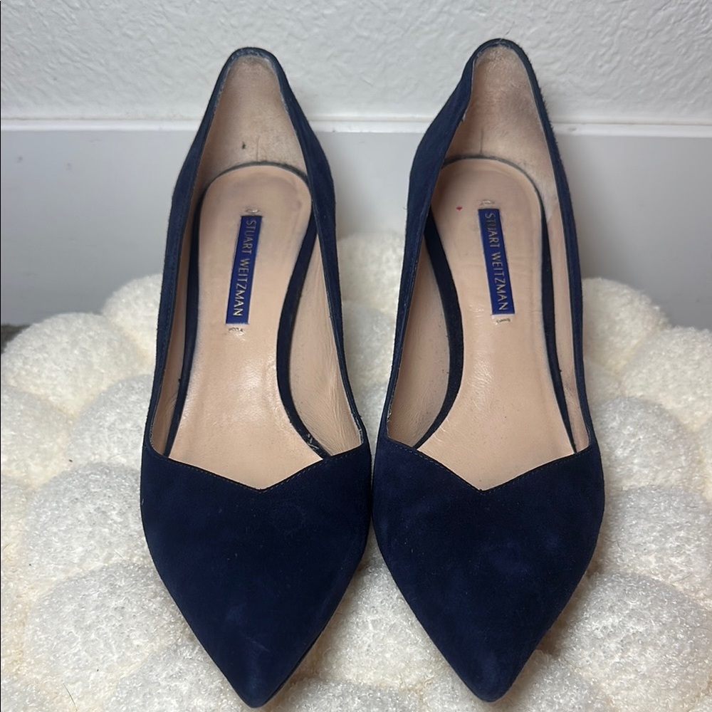 Navy Blue Suede Pumps by Stuart Weitzman